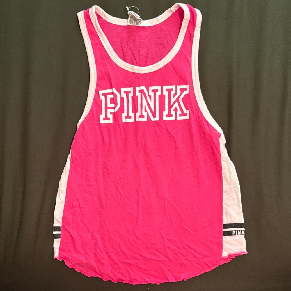 PINK Victoria’s Secret Pink and White Tank Top Size XS